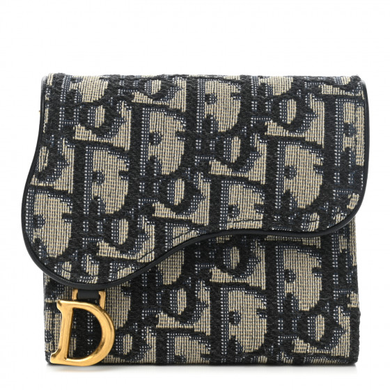 saddle lotus wallet blue dior oblique jacquard