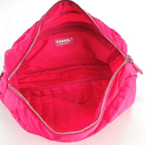 CHANEL Nylon Vertical Quilted Jumbo Flap Pink 168447
