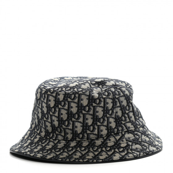 CHRISTIAN DIOR Oblique Jacquard Bucket Hat L Blue 889654