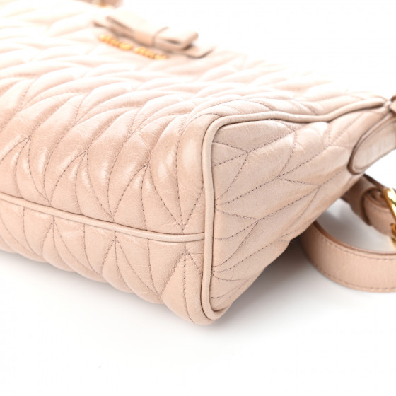 MIU MIU Vitello Lux Matelasse Bow Shoulder Bag Cipria 760261