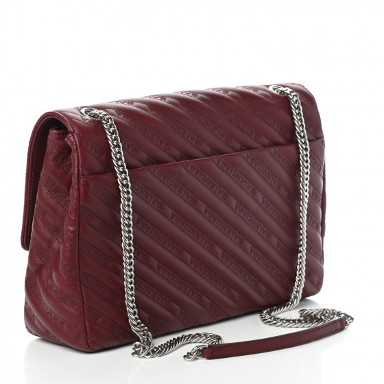 BALENCIAGA Calfskin Logo Matelasse Large BB Flap Chain