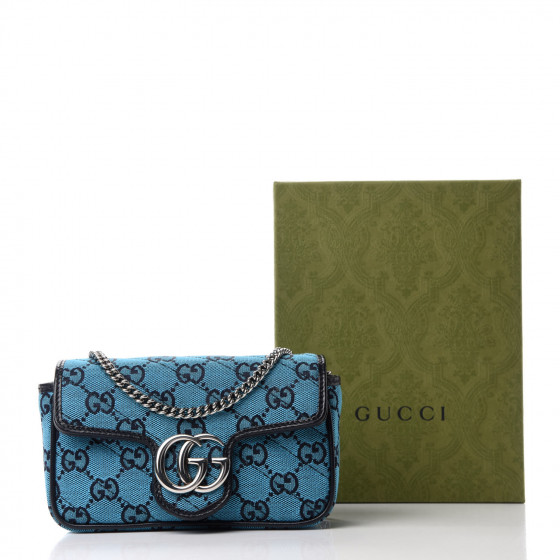 GUCCI Monogram Multicolor Matelasse Diagonal Super Mini GG