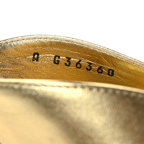 CHANEL Laminated Lambskin Grosgrain Cap Toe CC Pumps 39 Gold