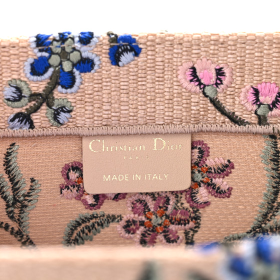 CHRISTIAN DIOR Raffia Embroidered Petites Fleurs Medium Book