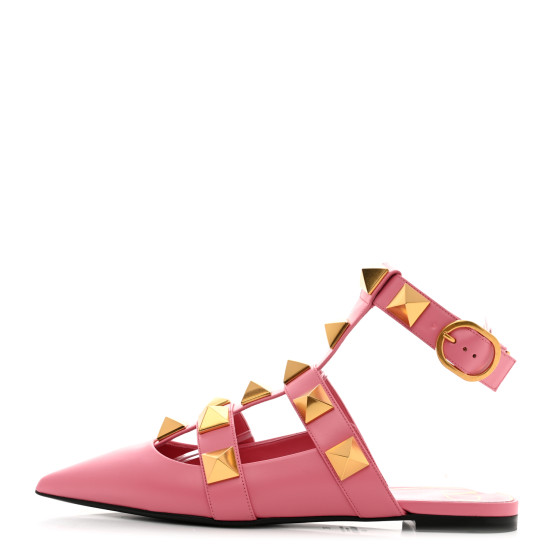 VALENTINO GARAVANI Calfskin Roman Stud Ankle Strap Flat