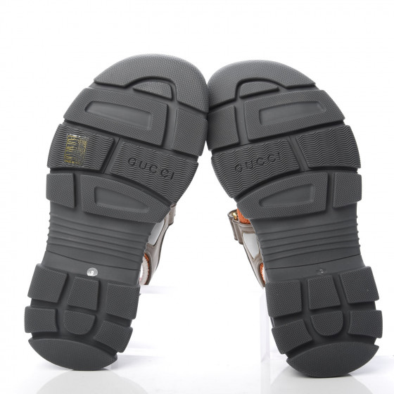 GUCCI X SEGA Nappa Mesh Mens Aguru Sandals 9 Black Green