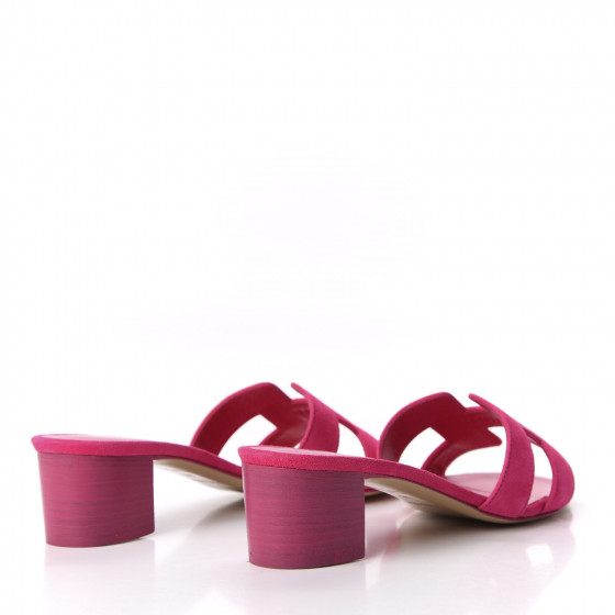 HERMES エルメス　オアジス　オアシス　36 ピンク　ミンク　ファー HERMES Suede Goatskin Oasis Sandals 36 Rose Fuchsia 646057