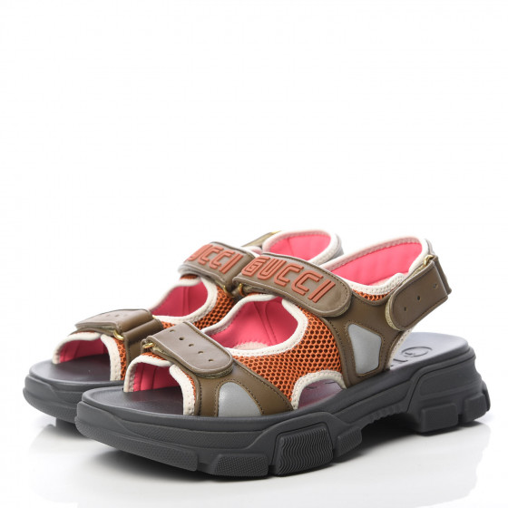 suzuki2951shjgeruページ GUCCI X SEGA Nappa Mesh Mens Aguru Sandals 9 Black Green