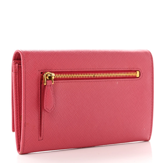 PRADA Saffiano Triangle Wristlet Wallet Peonia 1194143