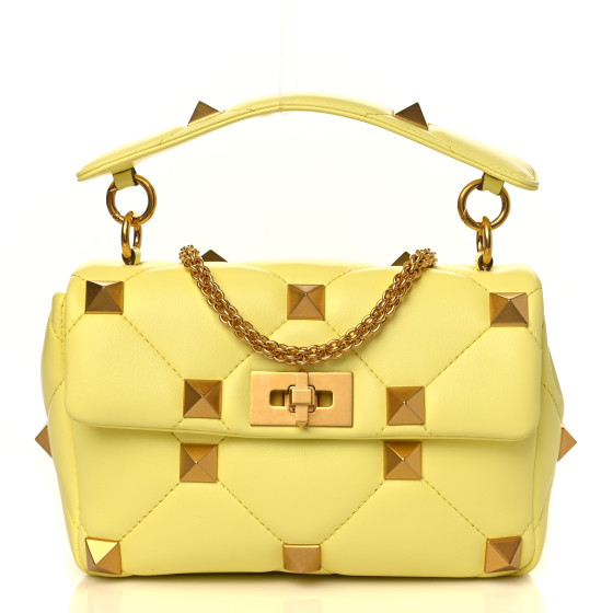 ハンドバッグ Valentino Garavani Nappa Leather Medium Roman Stud Handbag VALENTINO GARAVANI Nappa Medium Roman Stud Shoulder Bag Lime