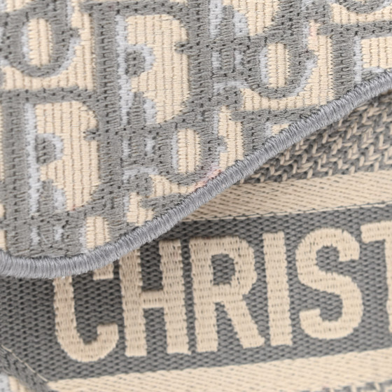 CHRISTIAN DIOR Oblique Embroidered Saddle Bag Gray 1192377