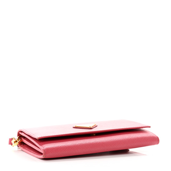 PRADA Saffiano Triangle Wristlet Wallet Peonia 1194143