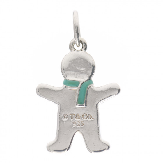ティファニー man Ornament TIFFANY Sterling Silver Enamel Gingerbread Man Charm Blue