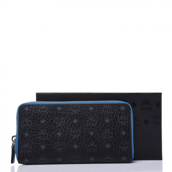 【2025新春福袋】 MCM Visetos Large Zip Around Wallet Black Blue 725861 小物