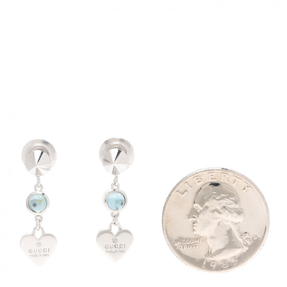 ゆり GUCCI Sterling Silver Trademark Blue Topaz Heart Drop