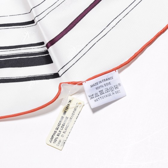 HERMES Silk Quadrige Jumping Losange Scarf Blanc Noir