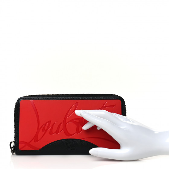 【関税負担】 CHRISTIAN LOUBOUTIN ZIP AROUND WALLET Panettone - Wallet - Grained calf leather and spikes - Black