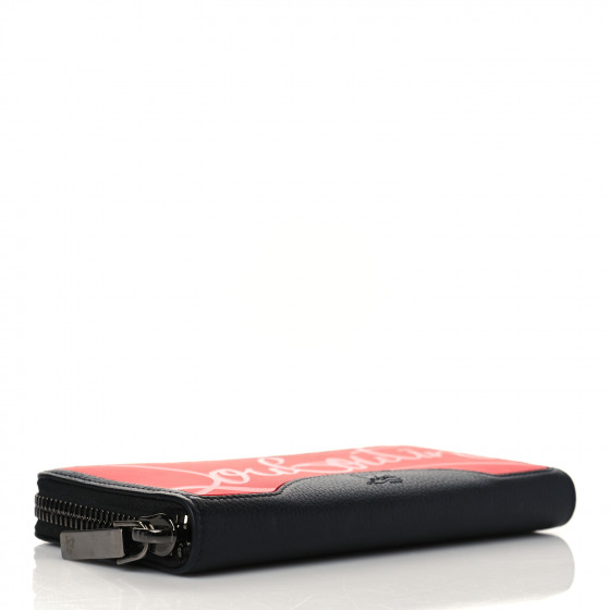 【関税負担】 CHRISTIAN LOUBOUTIN ZIP AROUND WALLET Panettone - Wallet - Grained calf leather and spikes - Black