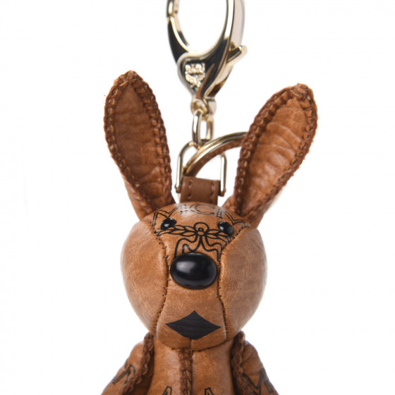 MCM Visetos Rabbit Key Ring Bag Charm Cognac 623000