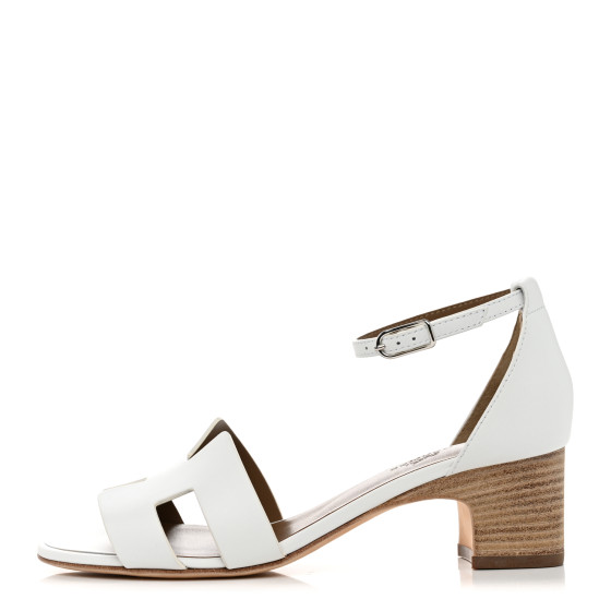 HERMES Calfskin Encens 50 Sandals 37 White 1264238