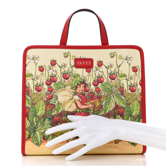 GUCCI Coated Canvas Love Parade Kids Strawberry Fairy Tote