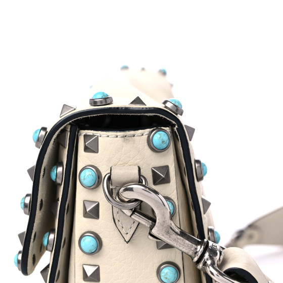 VALENTINO GARAVANI Pebbled Calfskin Turquoise Medium Guitar