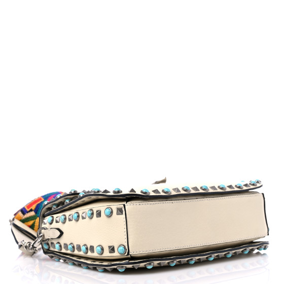 VALENTINO GARAVANI Pebbled Calfskin Turquoise Medium Guitar