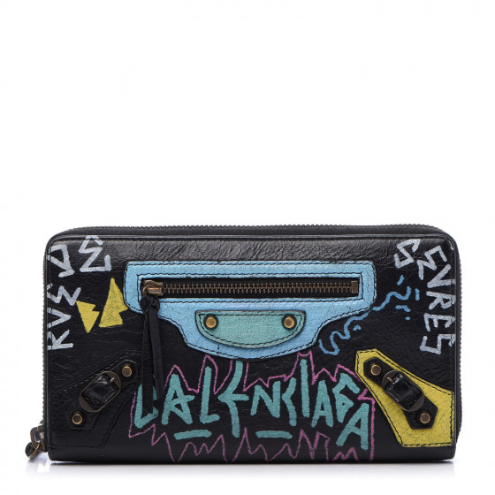 BALENCIAGA Graffiti Round Zipper Wallet