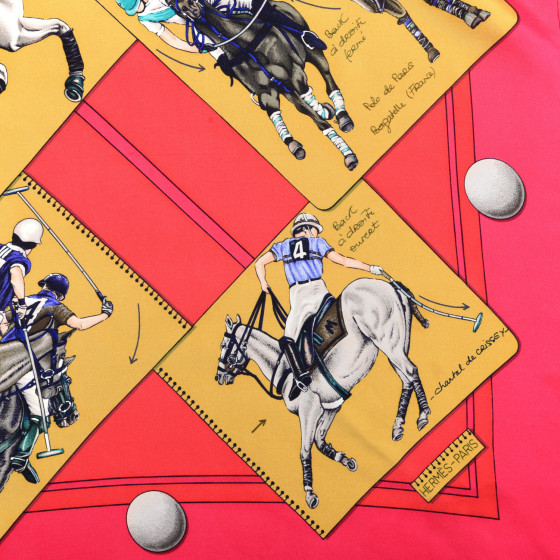 HERMES　LE MONDE DU POLO ポロの世界 馬柄 カレ45 Hermes Le Monde de Polo Silk Scarf. For Sale at Ruby Lane