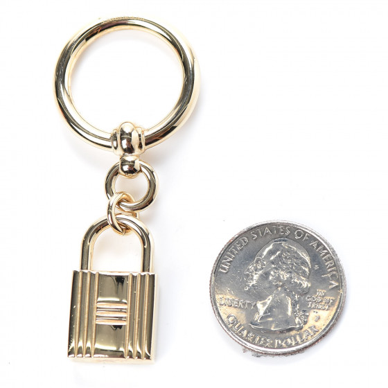 HERMES Permabrass Loop Charms Cadenas Scarf Ring Gold 707599