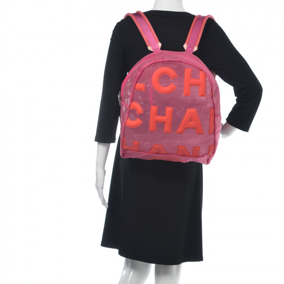 CHANEL Mesh Nylon Logo Backpack Pink 458558 | FASHIONPHILE