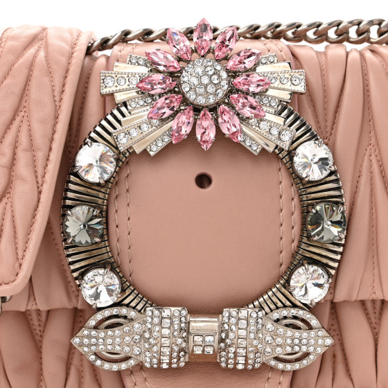 バッグ miu miu Matelasse Orchidea TU MIU MIU Nappa Matelasse Crystal Embellished Lady Shoulder