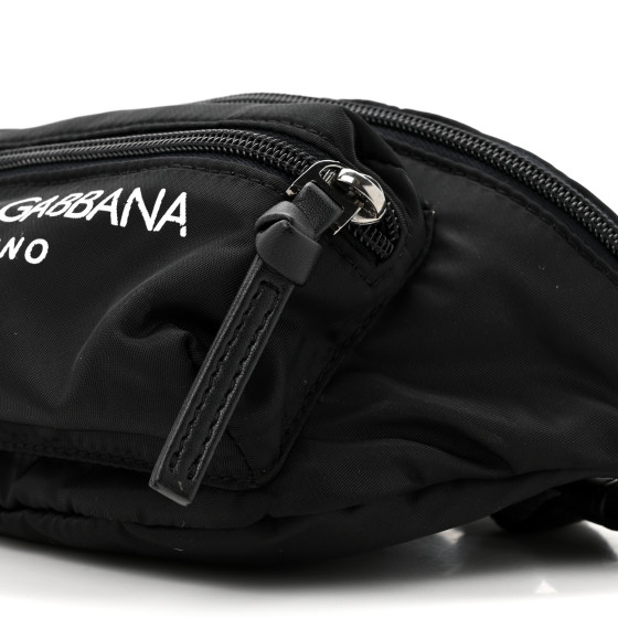【送料&関税込】Dolce & Gabbana Nylon Belt Bag Small nylon belt bag with rubberized logo in Black for Men