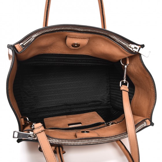 PRADA Glace Calf Twin Pocket Tote Naturale 211515 | FASHIONPHILE
