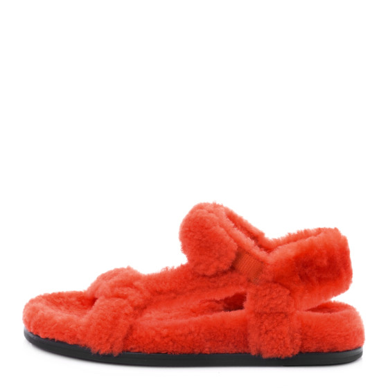 FENDI サンダル 37 FENDI Shearling FF Fendi Feel Sandals 37 Georgia Scuro 37