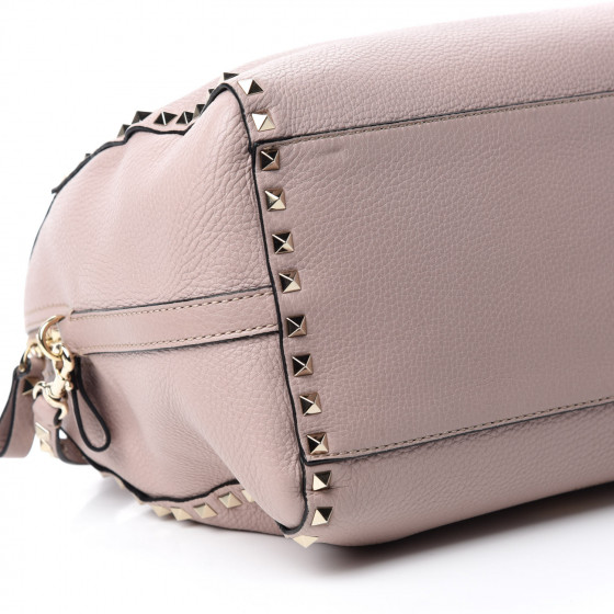 VALENTINO GARAVANI Pebbled Calfskin Rockstud Boston Duffle
