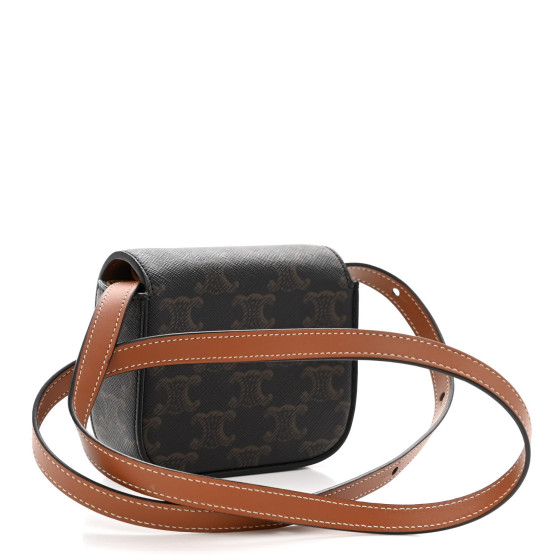 CELINE Triomphe Canvas Calfskin Mini Claude Tan 1311336