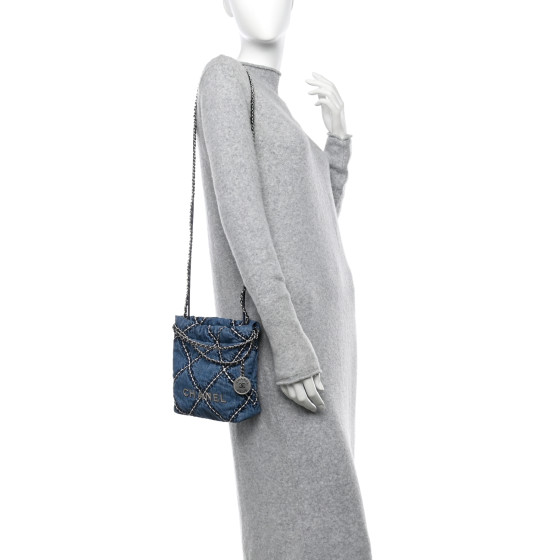 CHANEL シャネル CHANEL Denim Stitched Quilted Mini Chanel 22 Blue 1664522