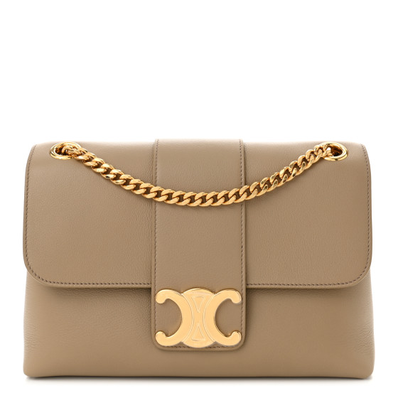 CELINE Supple Calfskin Medium Victoire Bag Brown Sepia