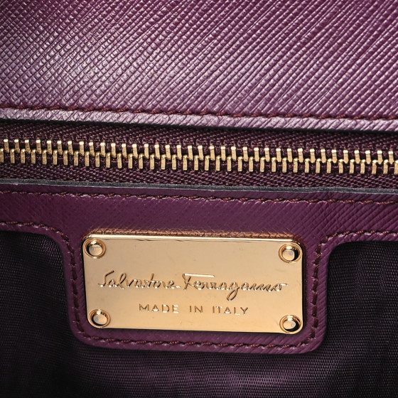 Salvatore Ferragamo パープル バッグ SALVATORE FERRAGAMO Calfskin Vara Bow Chain Flap Crossbody