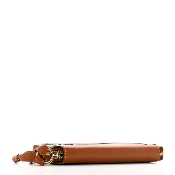 CHLOE Grained Calfskin Marcie Long Zip Around Wallet Tan