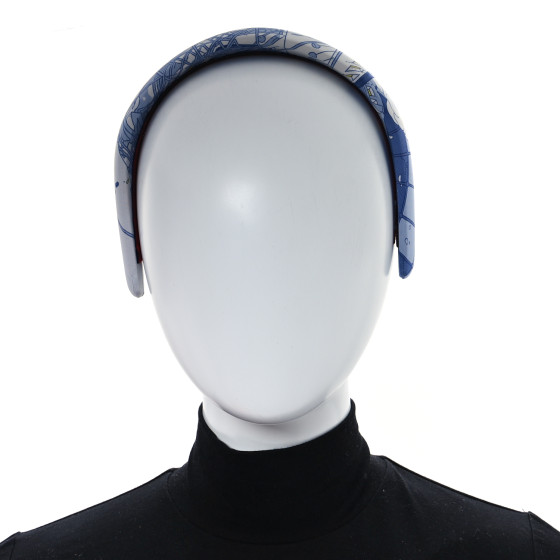 【HERMES】\"La Legende du Cheval\" Gina headband HERMES Silk Twill La Legende Du Cheval Gina Headband Bleu