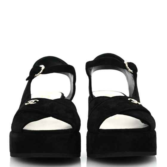 靴 Chanel Black Suede Platform Sandals s-l400.jpg