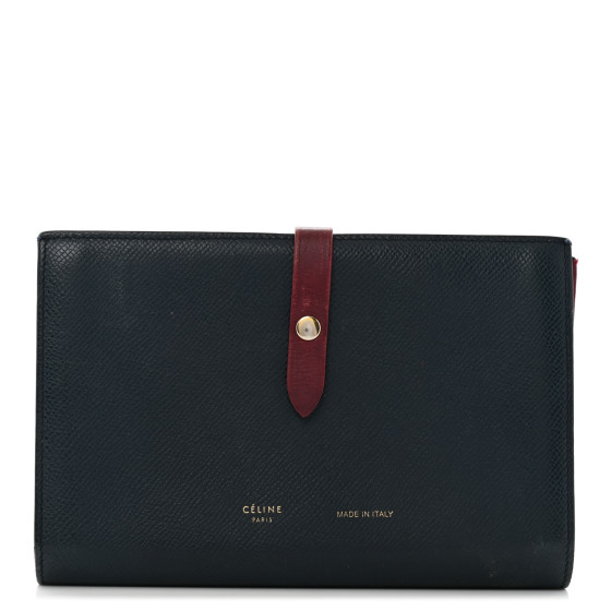 【CELINE】WALLET CELINE Grained Shiny Calfskin Large Multifunction Strap