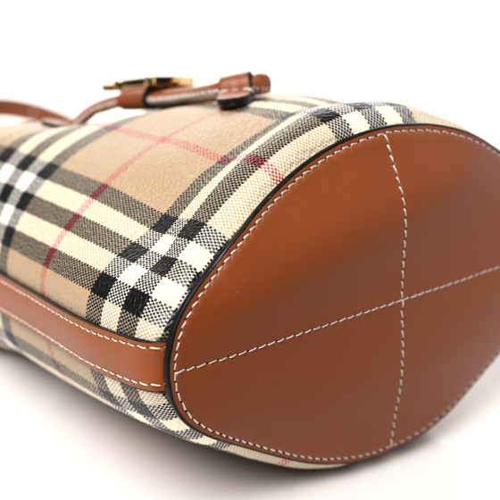 BURBERRY E-Canvas Vintage Check Mini Drawstring Bucket Bag