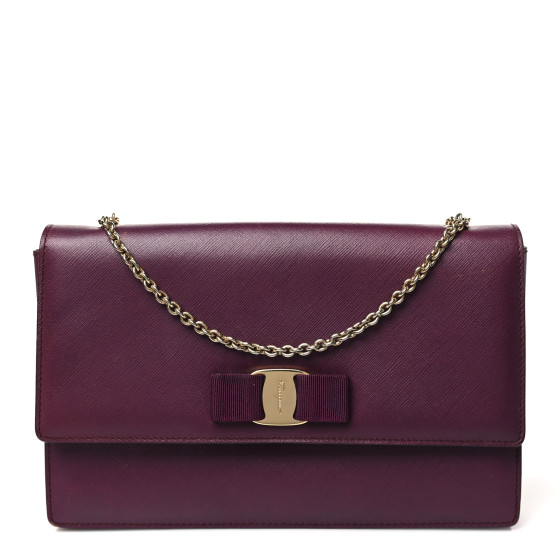 SALVATORE FERRAGAMO Calfskin Vara Bow Chain Flap Crossbody