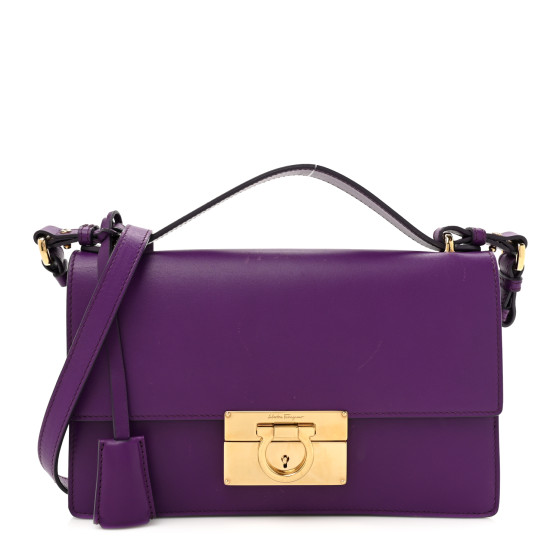 Salvatore Ferragamo パープル バッグ SALVATORE FERRAGAMO Smooth Calfskin Medium Aileen Gancio