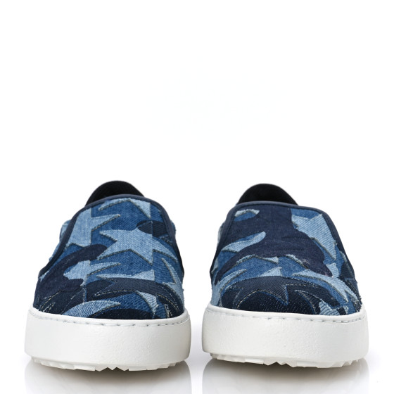 スニーカー 25ss Valentino Garavani Navy Blue Canvas Slip Ons Sneakers VALENTINO GARAVANI Denim Camustars Rockstud Slip On Sneakers