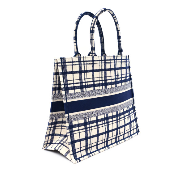 Dior★Dior Large Check Book Tote Bag Christian Dior Large Book Tote Black and White Checkered - A