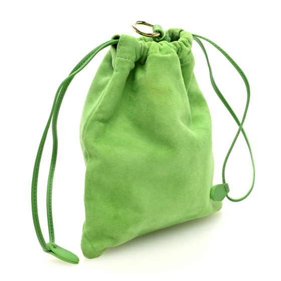 MIU MIU Suede Drawstring Pouch Apple Green 1661272